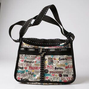 LeSportsac Multicolor City Print‎ Crossbody Bag With Adjustable Strap & Multiple